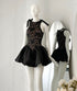 Women Lacey Sleeveless Flounce Mini Dresses